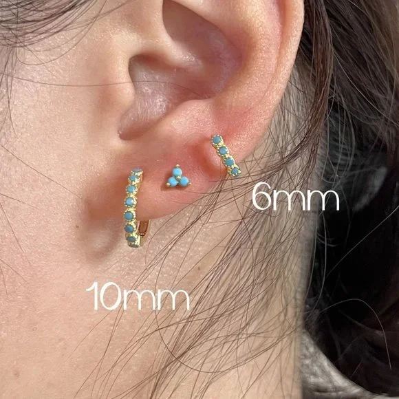 New Turquoise Earring Stack Gift Set, Stud Earrings, Huggie Hoops Christmas Gift